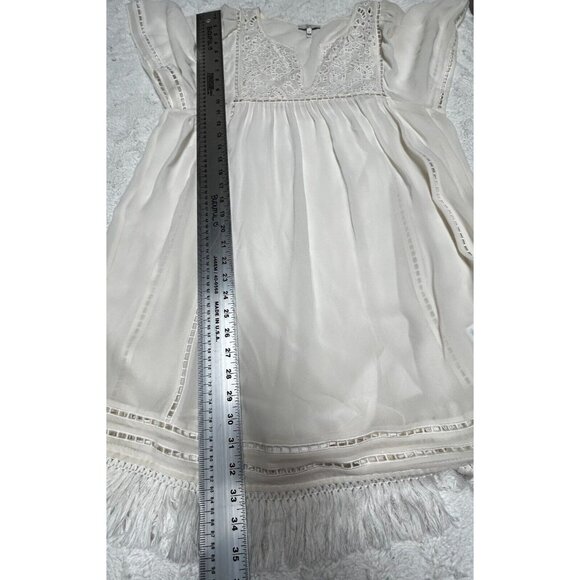 Joie Rainey Silk Crepe Georgette Dress Small Color Porcelain Short Sleeve - Picture 6 of 9